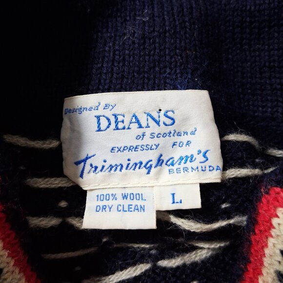 Not Ugly Christmas Sweater DEAN'S OF SCOTLAND Wool Mock Turtleneck Navy Large - Picture 8 of 9